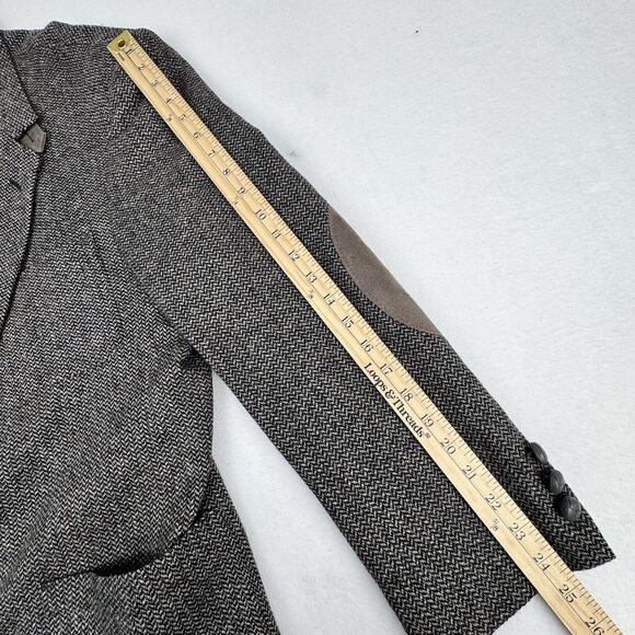 VTG Hunt Valley Mens 48R Wool Herringbone Tweed Blazer Elbow Patch Sport Coat - Picture 15 of 16